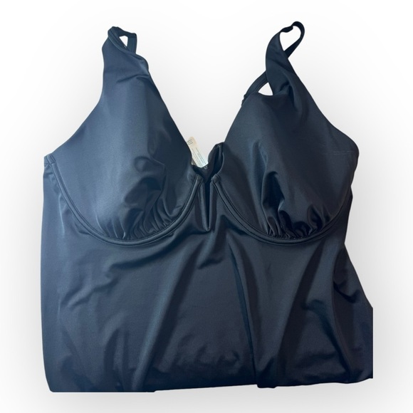 Cacique Swim Lightly Lined Plunge Tankini Top 40F - Picture 5 of 10